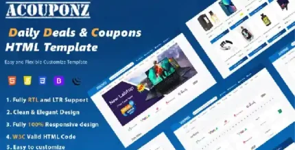 AcouponZ - Daily deals & coupon codes Bootstrap template