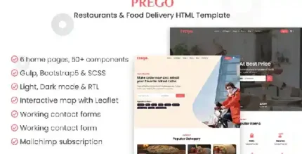 Prego - Restaurants & Food Delivery HTML Template